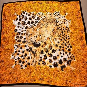 Vintage D’Argenlieu Paris Silk Leopard Baroque Scarf